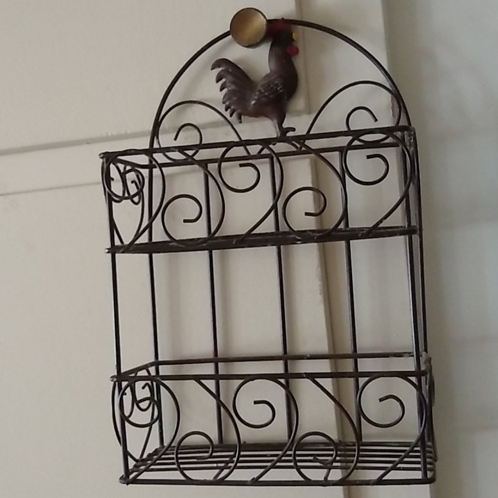 Metal Wire Spice & Condiment Rack Rooster 2-Shelf